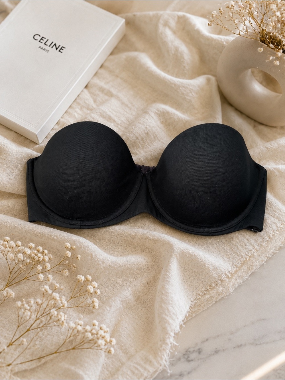 auden black strapless underwire bra 36d smooth t-shirt bra